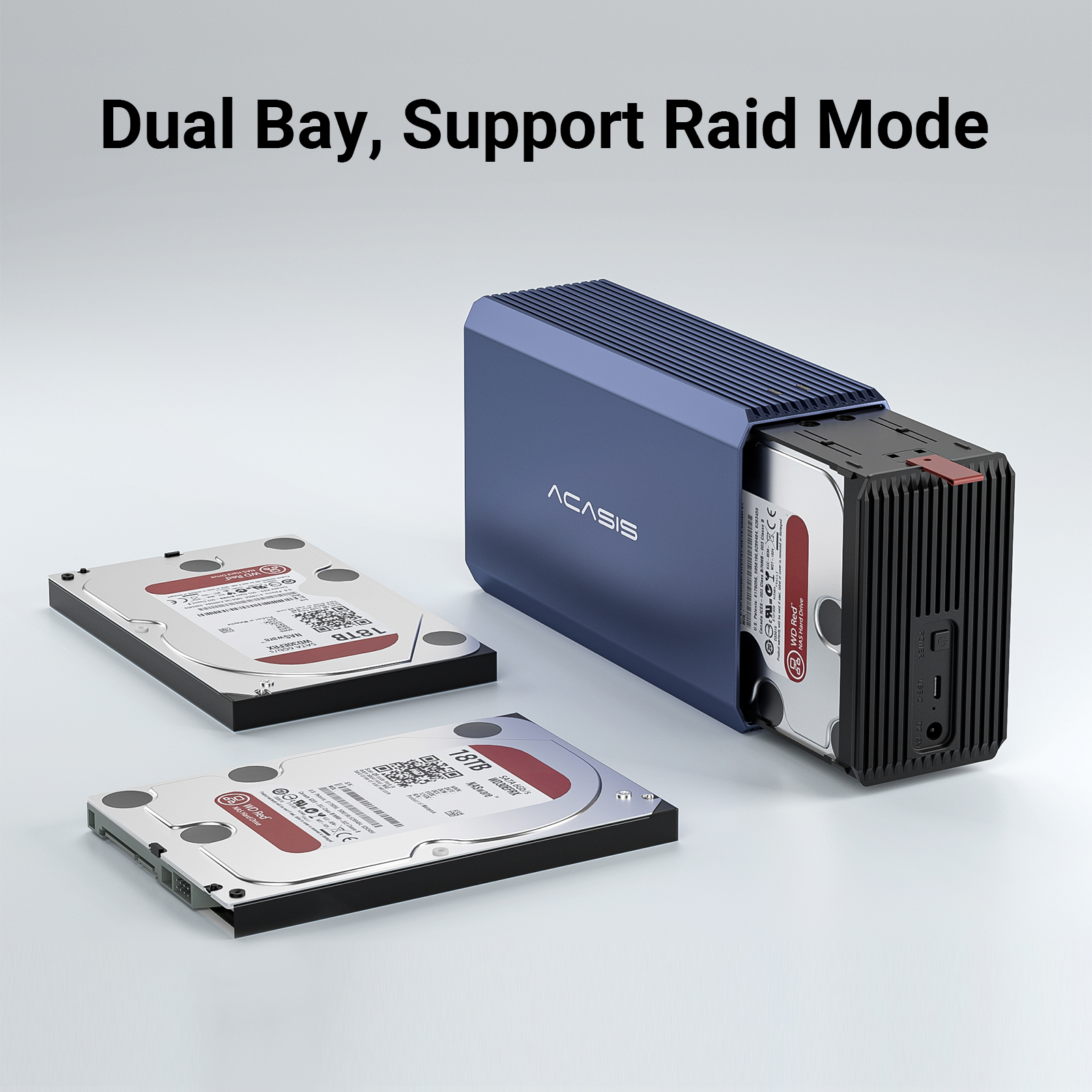 Acasis 48 TB 2,5/3,5-calowa obudowa zewnętrznego dysku twardego z podwójnym wnęki Szafka dysku twardego SATA z funkcją RAID USB Box