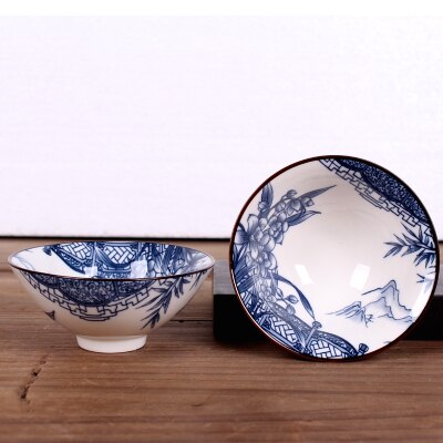 1 stks WIZAMONY 50 ML Handgeschilderde Theekopje Thee Set Blauw en Wit Chinese Celadon Porselein: Chocolade