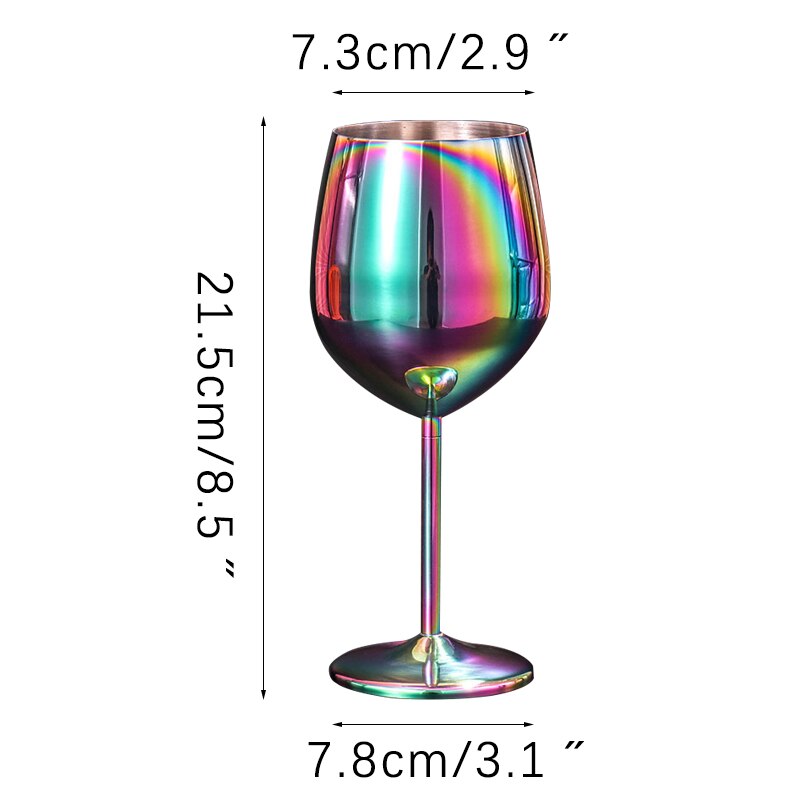 304 Stainless Steel Goblet Wine Glass Juice Drink Goblet Shatterproof Party Barware Large-Capacity Goblet Bar Accessories: rainbow 500ml