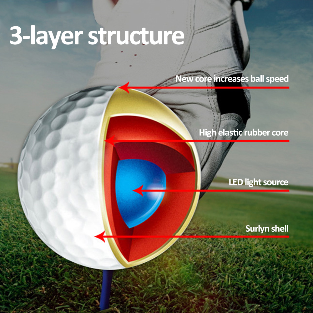 4 Pcs/Pack Night Flashing LED Golf Ball In The Dark Light Up High Hardness Waterproof Golf Practice Balls Training Supplies