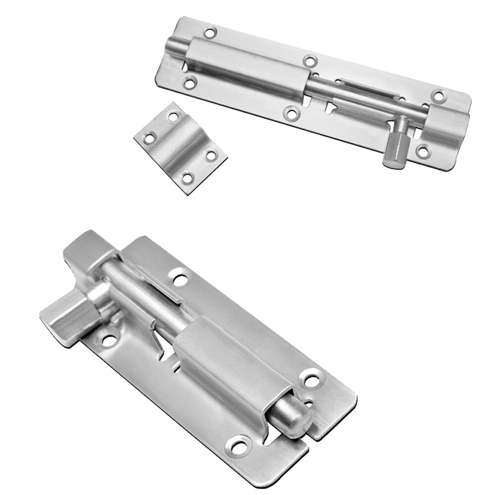 Door Lock, Heavy-Duty Thickened Brushed Stainless Steel Door Latch Slide Barrel Bolt Clasp (7.8")