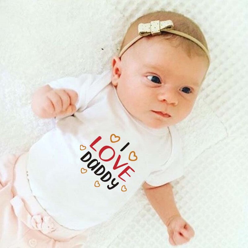 Neugeborenen-Karosserie für jungen und mädchen, kurzarm-strampler mit „ich liebe Papa“-aufdruck, sommer-Gesamt, süße babykleidung
