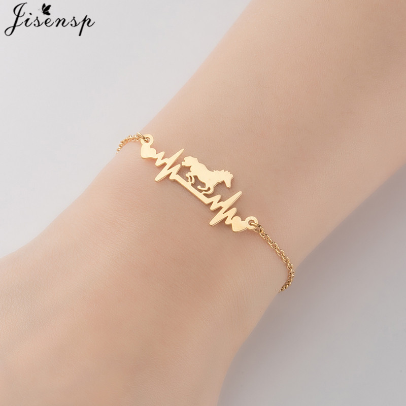 Bransoletki ze stali nierdzewnej bicie serca błyskawica koń wisiorek łańcuszki moda uroki bransoletka dla kobiet biżuteria impreza dziewczyny prezenty