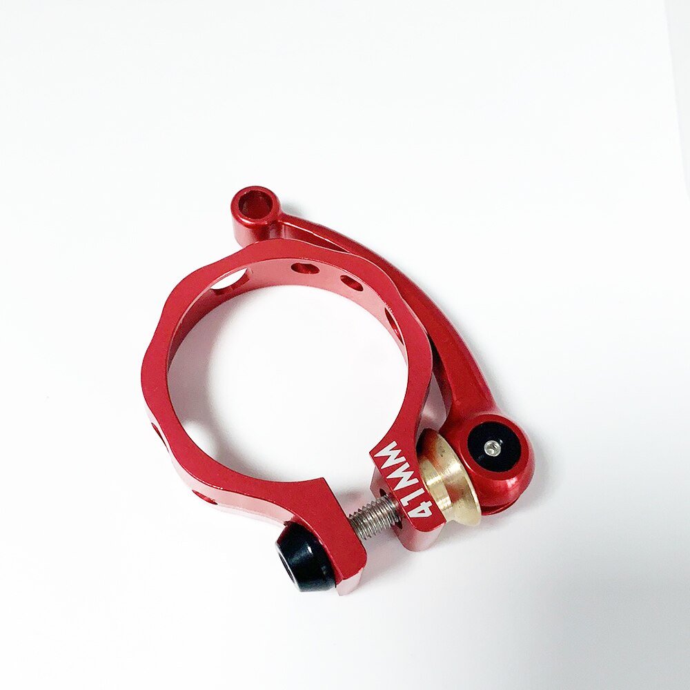 Bicycle Seat Tube Clamp Full CNC Seat Tube Clamp 33.9MM Seat Tube Clamp Genuine Quick Release Folding Seat Tube Clamp: Red-41mm