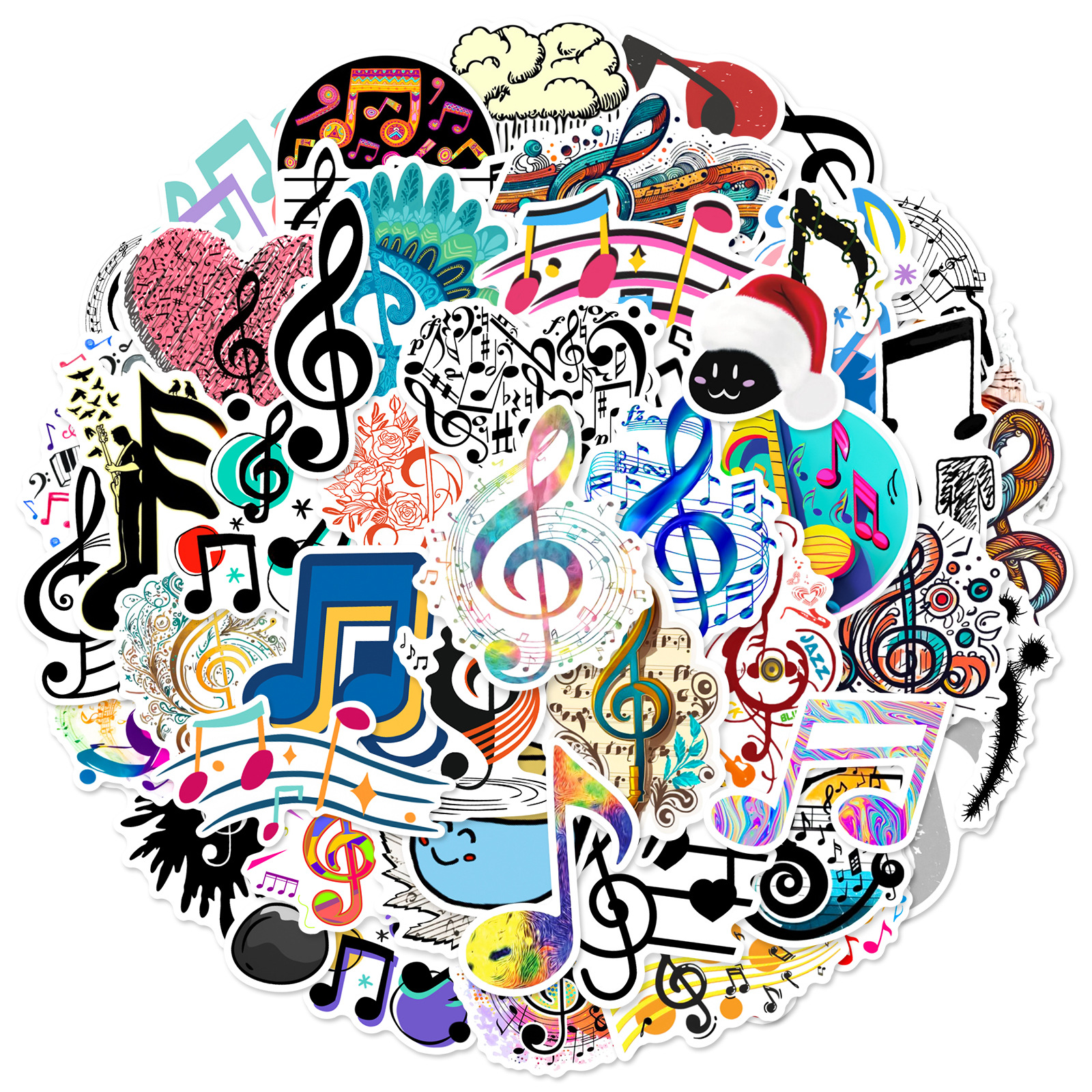 10/30/60 Uds. Pegatinas de grafiti de notas musicales divertidas calcomanía de dibujos animados DIY Scrapbooking portátil maleta para guitarra monopatín juguete para niños