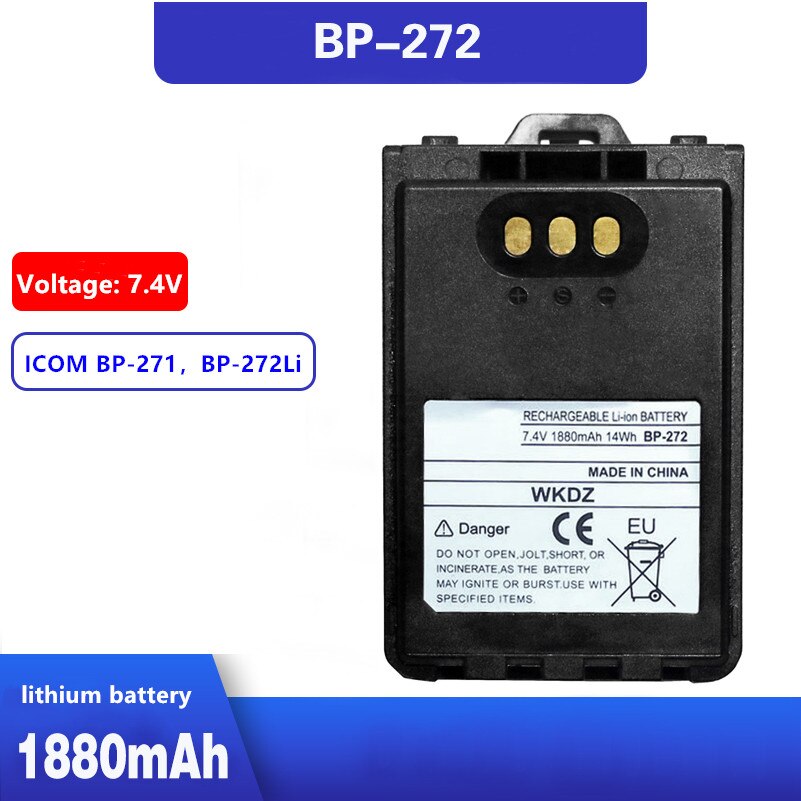 BP272 Replacement Battery 1880mAh for Icom IC-31A/31E/51A/51E Radios + Belt Clip