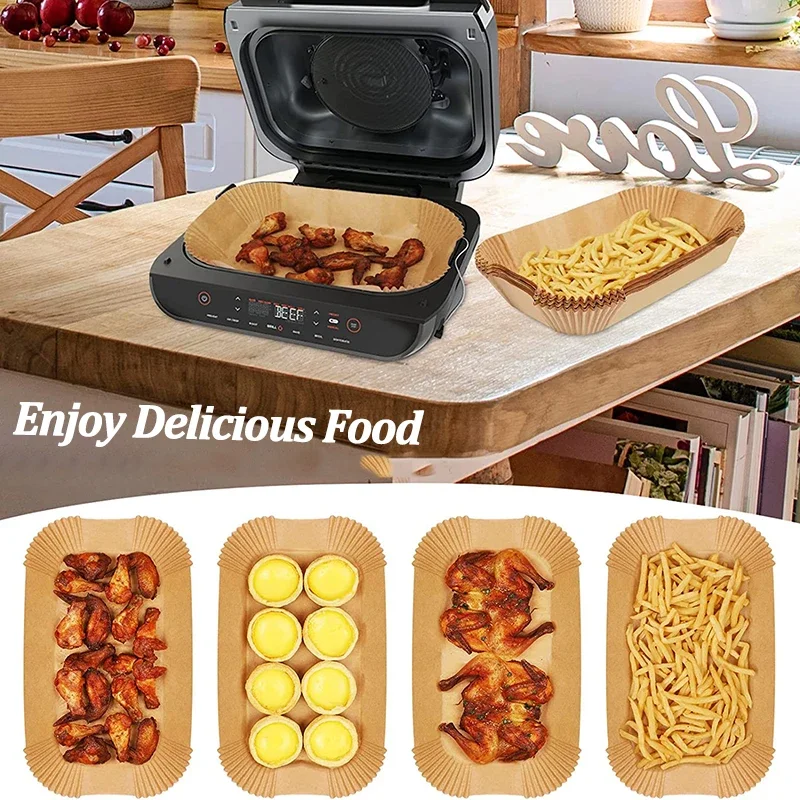 Plateau d'ustensiles de cuisson en papier jetable pour friteuse à Air, tapis antiadhésif, revêtement résistant à l'huile, tampon de Barbecue pour four de cuisine, 50/100 pièces