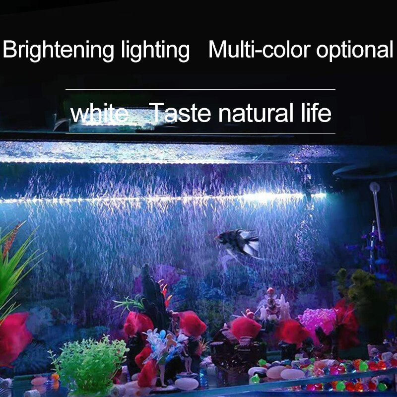 LED Aquarium Fish Tank Light Waterproof Bubble Pump Bar Light 19/29/39/49CM Underwater Aquarium Lamp Aquariums Decor Lighting EU