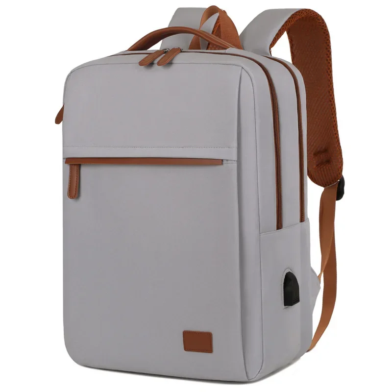 Business Backpack For Men Women Trendy 15.6-Inch Laptop Backpack Blue Beige Student Schoolbag Boarding Male Backpack: Brown