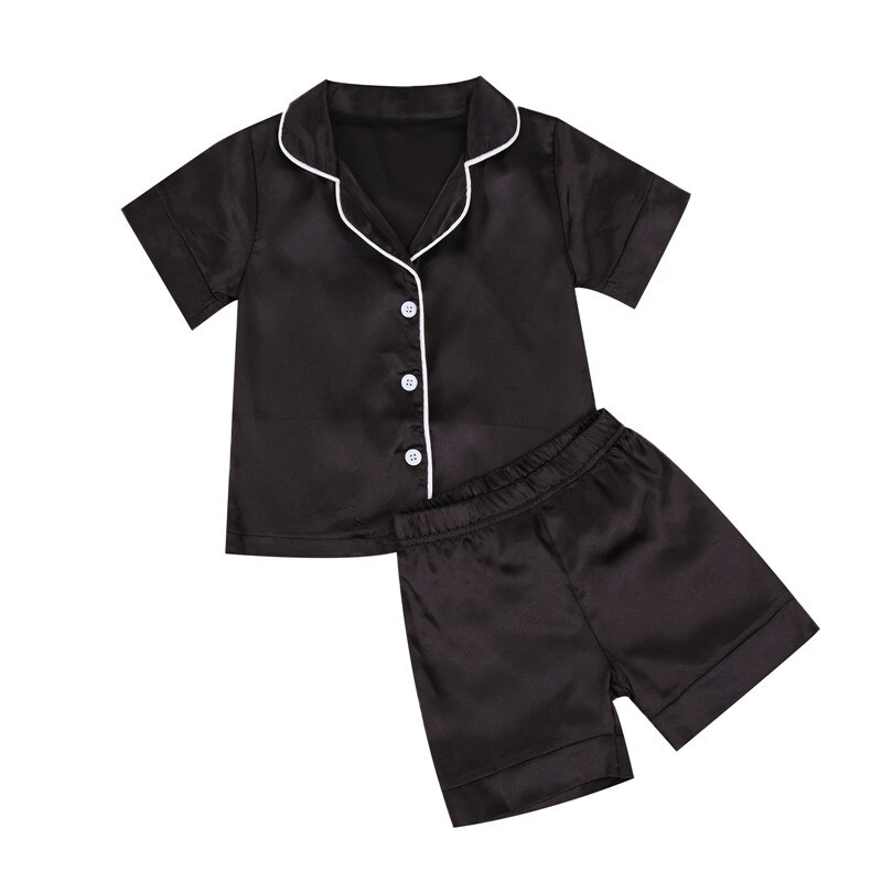 Een Persent Peuter Jongens Pyjama Sets Solid Lange Mouwen Single Breasted Pocket Tops Broek Pjs 1-7Y