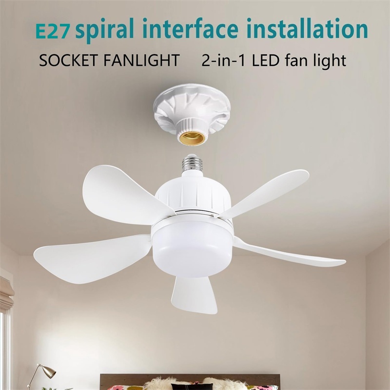 Ventilador de techo LED con casquillo de luz con control remoto E27 ventiladores de techo LED regulables con luces para cocina garaje dormitorio 3 colores: Default Title