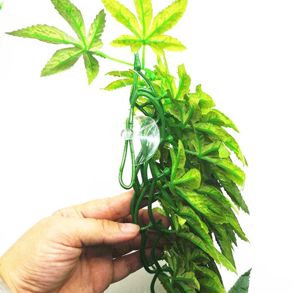 12 Inch Plastic Artificial Vine Pet Supplies Fish Tank For Reptile Ornament Realistic Simulated Plant With Suction Cup Handmade