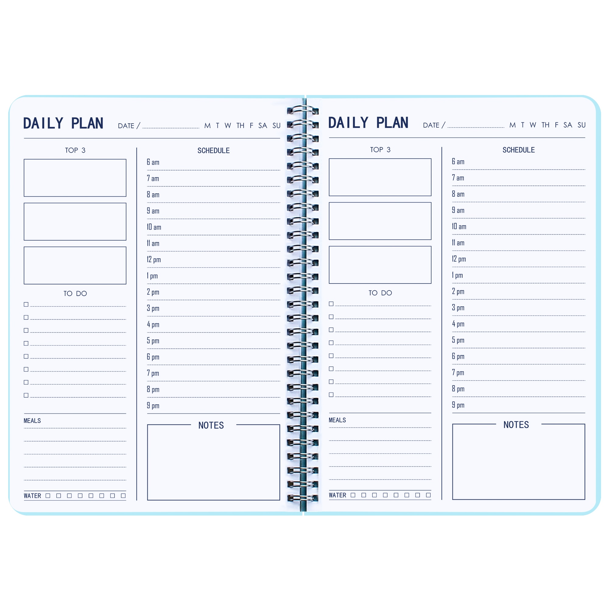 Agenda Dagelijkse Planner A4 Undated Per Uur Afspraak Organizer Schema 'S Planner Met Maaltijd, To-Do Lijst: B5-Blue