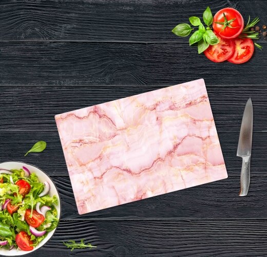 Marmor se stil glass skjærebrett kjøkken skjærebrett rosa marmor mønstret glass sunt skjærebrett 20 x 30cm