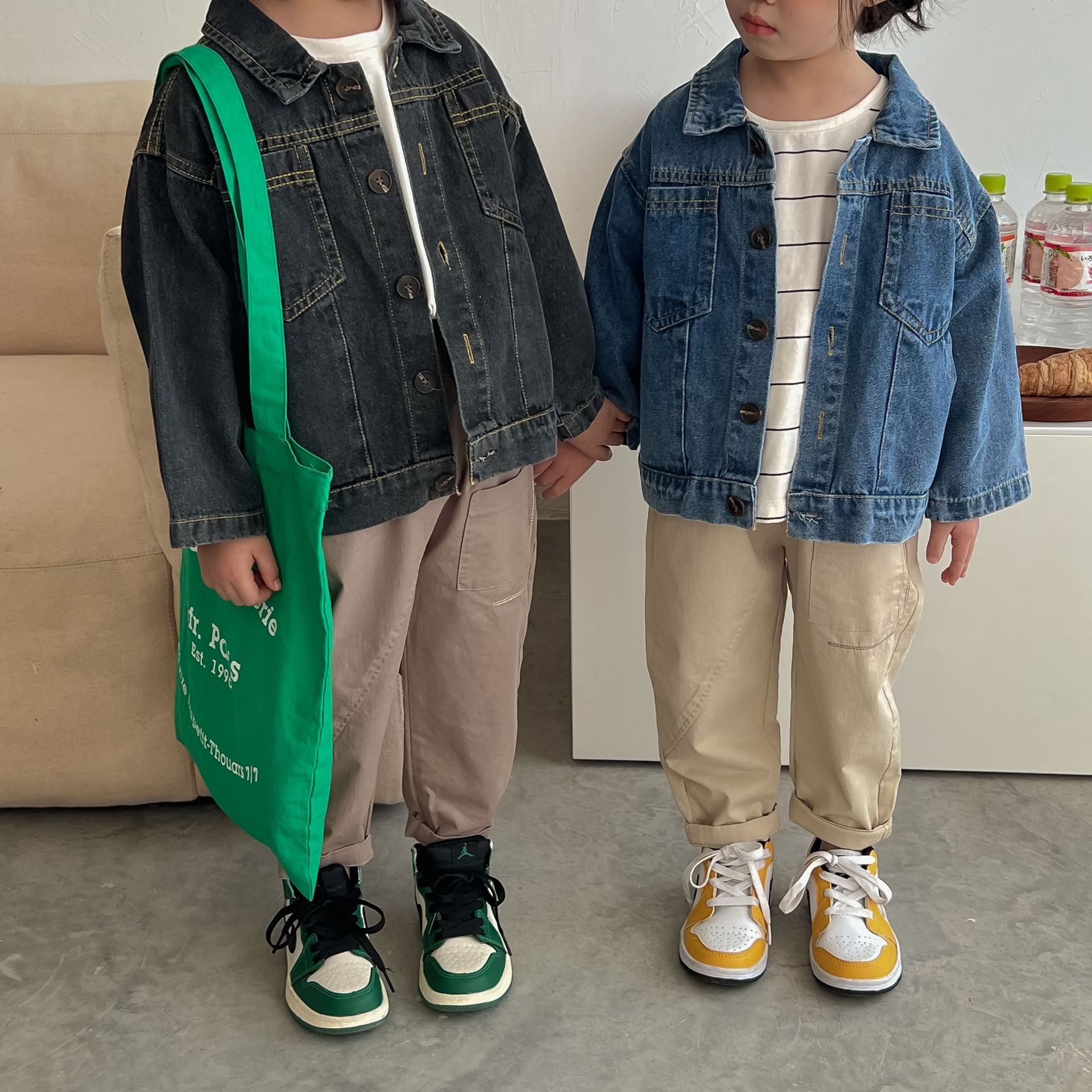 9889C giacca di jeans per bambini primavera autunno 2022 cappotto da ragazzo giacca da ragazza allentata Casual 1-7 anni abiti da cappotto per bambini