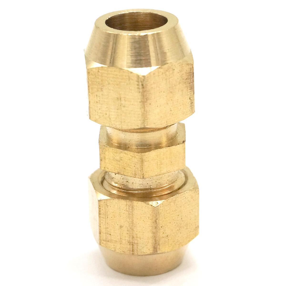 Flare Tube OD 8mm x Flare Tube OD 8mm Brass Flare Male Connector Tube Pneumatic Fitting with Short Flare Nut