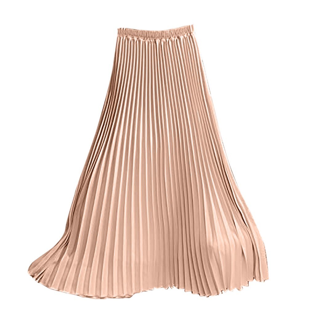 Faldas de coreana para mujer, faldas negras, , Midi, Falda plisada con cintura elástica, Jupe Longue,: PK