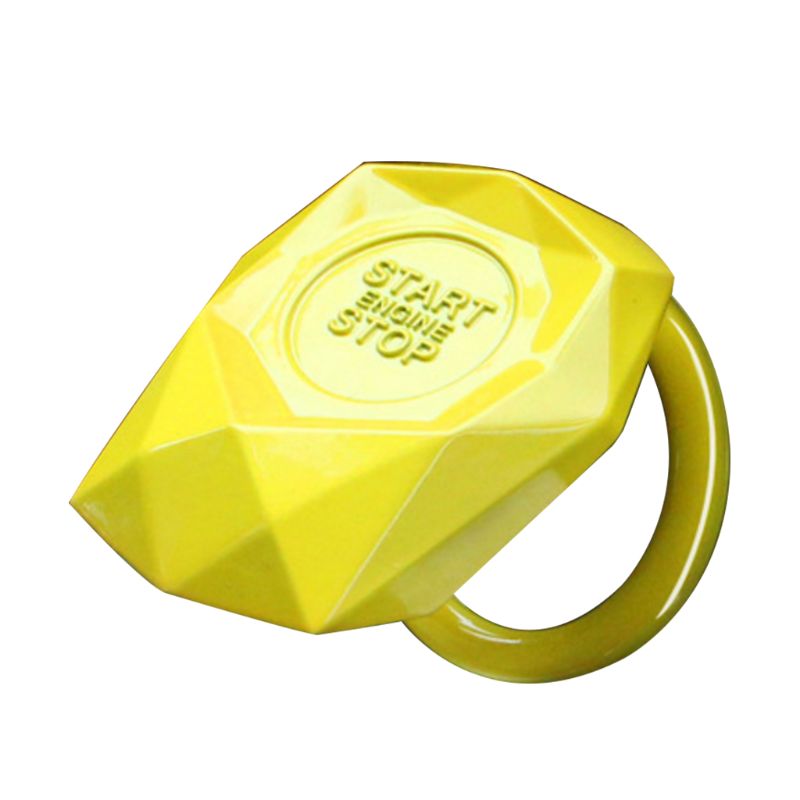 Universal Engine Start Stop Switch Button Push Protection Cover Decorative Trim Sticker Car Interior Accessories: YELLOW