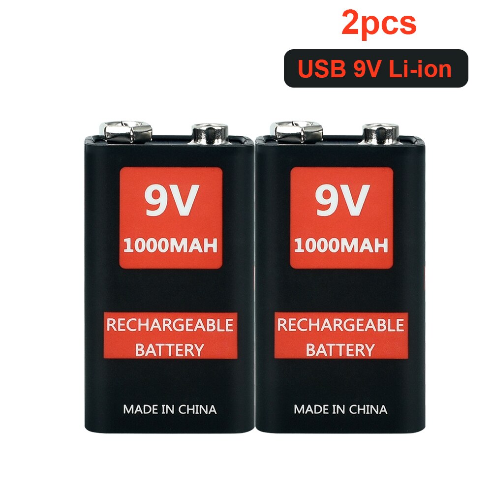 1000mAh micro USB 9 Volt li-ion Rechargeable Battery 6F22 9V Li ion Lithium Battery for RC Helicopter Model Microphone Toy: 2Pcs 9v