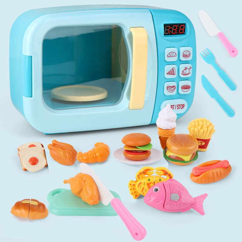 Cucina Giocattolo del capretto di Simulazione Forno A Microonde Giocattoli Educativi mini Cucina Cibo Giochi Di Imitazione di Taglio di Ruolo Delle Ragazze Giocattoli: pavone blu
