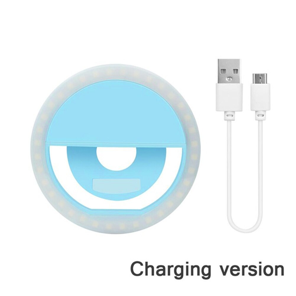 Mini Ring Light Phone Mounted USB Rechargeable with 36 LEDs 3000K-5000K Dimmable Selfie Enhancing Fill Light for Phones iPad: Blue