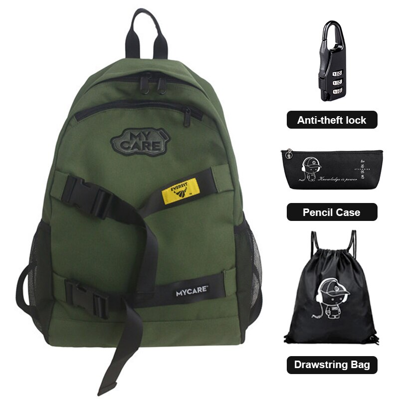 Stijl dubbele schouder vrouwelijke koreaanse junior middelbare school student schooltas oxford doek trend sport skateboard rugzak mannelijk: Groente