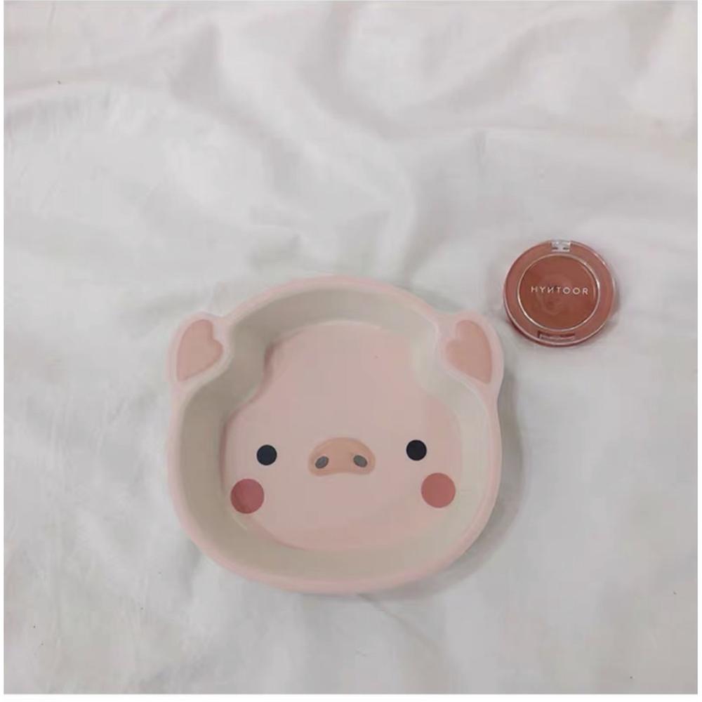 Cute pig estilo plato de la cena de fibra de bambú vajilla de los niños conjunto de la placa de la forma del cerdo placa de la historieta del bebé anti-caída bowl