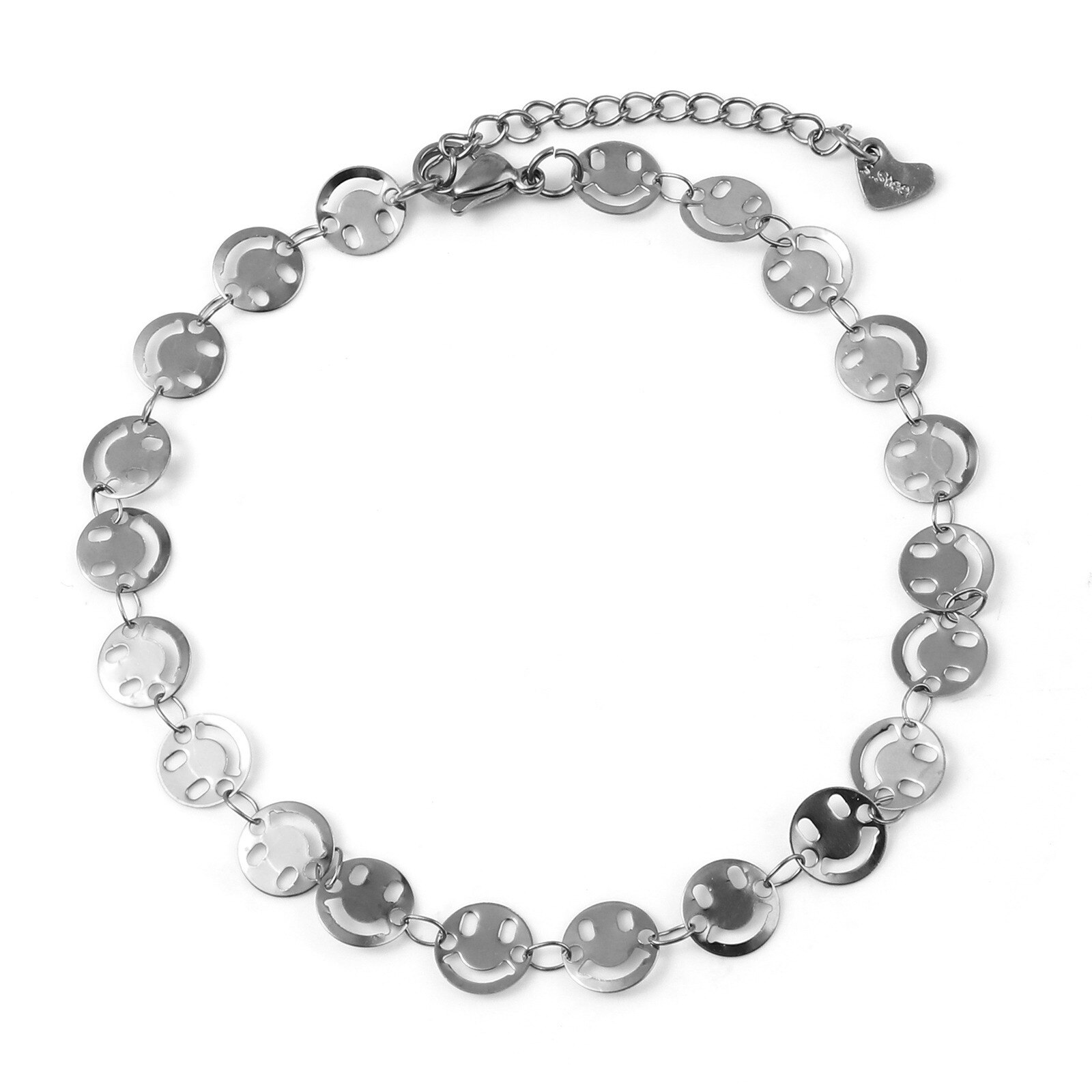 1 Pc Rvs Enkelbandje Zilveren Kleur Hart Star Moon Connector Mode Armband Enkelbandje Voet Sieraden Voor Vrouwen 23Cm lange: 04