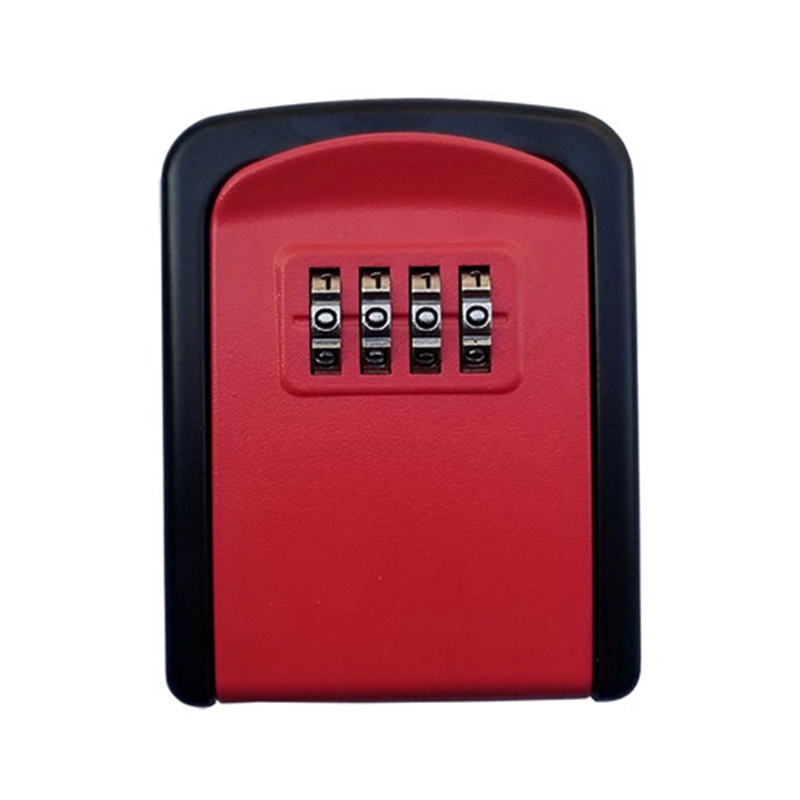 Small Key Box Password Lock Metal Outdoor Wall-mounted Anti-theft Lock Box: Red