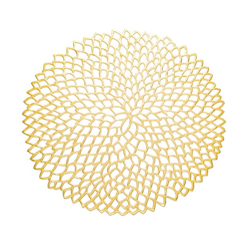 Salvamanteles de comedor de forma redonda de 38cm con aislamiento de flores, salvamanteles metálicos decorativos de PVC para posavasos, salvamanteles de 4 Col