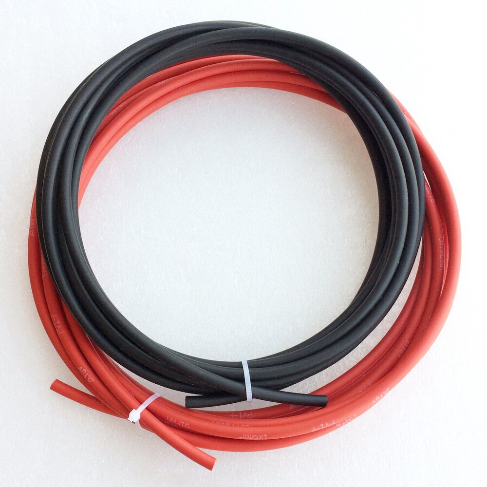 Zonnestelsel Pv Kabel Gebruikt Voor Zonnecellen Panel Verbinding 2.5 M Rood + 2.5 M Black Solar Kabel 4mm2 6mm2 10mm2