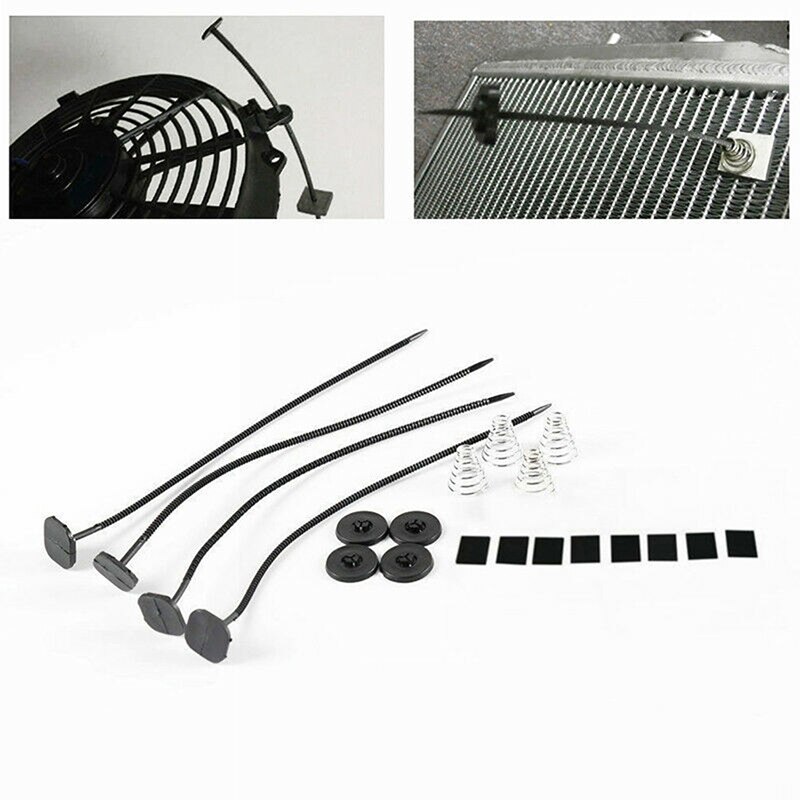 1 set universele ventilatormontagekit voor elektrische radiatorbeugels voor auto's, kunststof binders en riempjes