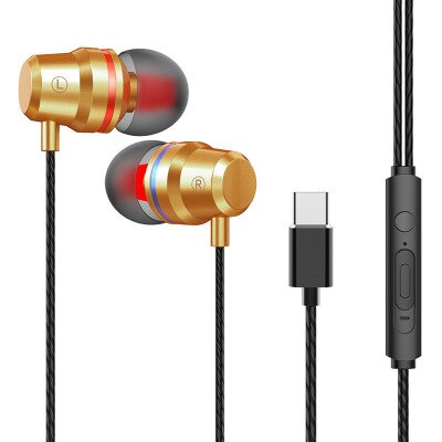 in-orecchio cablata Auricolare Tipo-c Musica sport Auricolari per Samsung Xiaomi Mi 8 Huawei P20 P30 LeEco USB di Tipo c del Metallo Auricolare con Il Mic: Oro