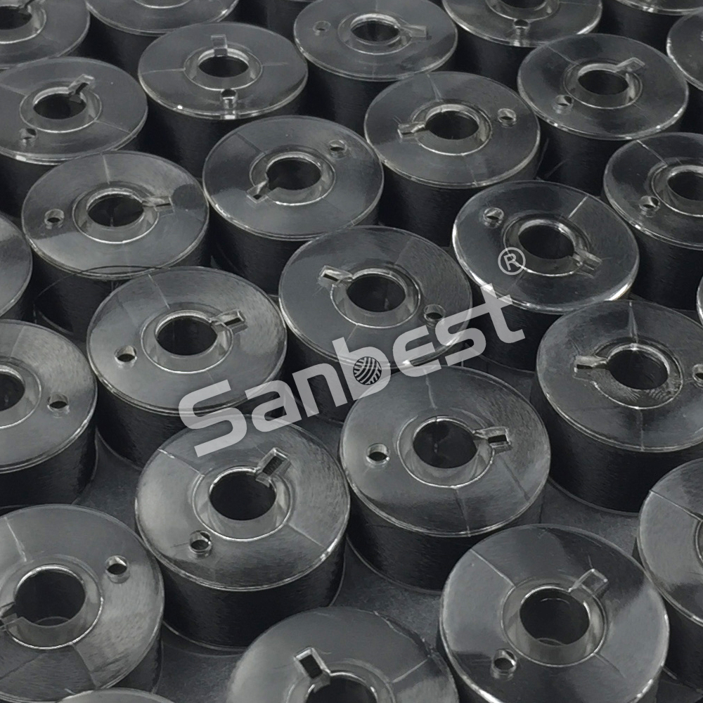 Sanbest Class 15 Prewound Bobbin Thread For Machine Embroidery White &amp; Black High Tenacity 60wt/40wt A Size TH00023