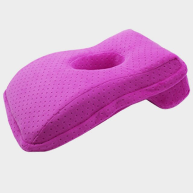 Memory Foam Nap Pillow Office Noon Sleeping Pillow School Table Desk Pillow Breathable With Hole for Face Down Sleeper HM005: Charcoal Purple