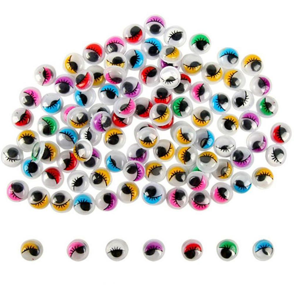 Ojos saltones con pestañas, accesorio para manualidades, colores variados, 100 Uds.