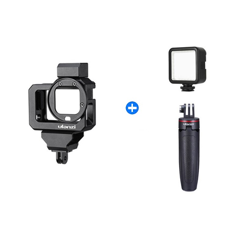 Go Pro 8 Metalen Vlog Case Kooi Voor Gopro Hero Black 8 Verlengen Koude Shoe Mount Voor Microfoon Led Licht sport Camera Batterij Cover: Cage Tripod Light