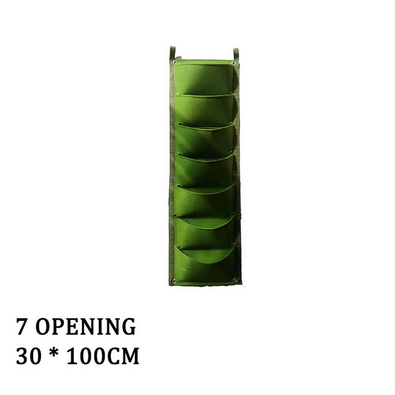 Garden Wall Hanging Planting Bags Green Plant Grow Planter Vertical vegetable Garden Decoration Supplies Plants Bags: green 30x100cm 7bags