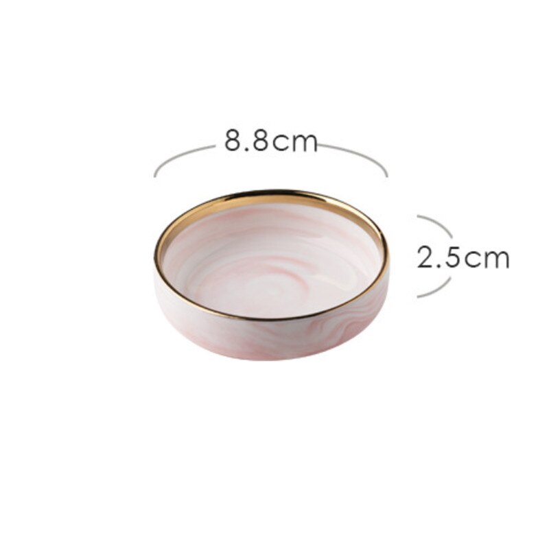 Pink Gray Marble Ceramic Dinner Dish Plate Rice Salad Noodles Bowl Soup Plates Dinnerware Home Tableware Kitchen Cooking Tools: Saucer Pink