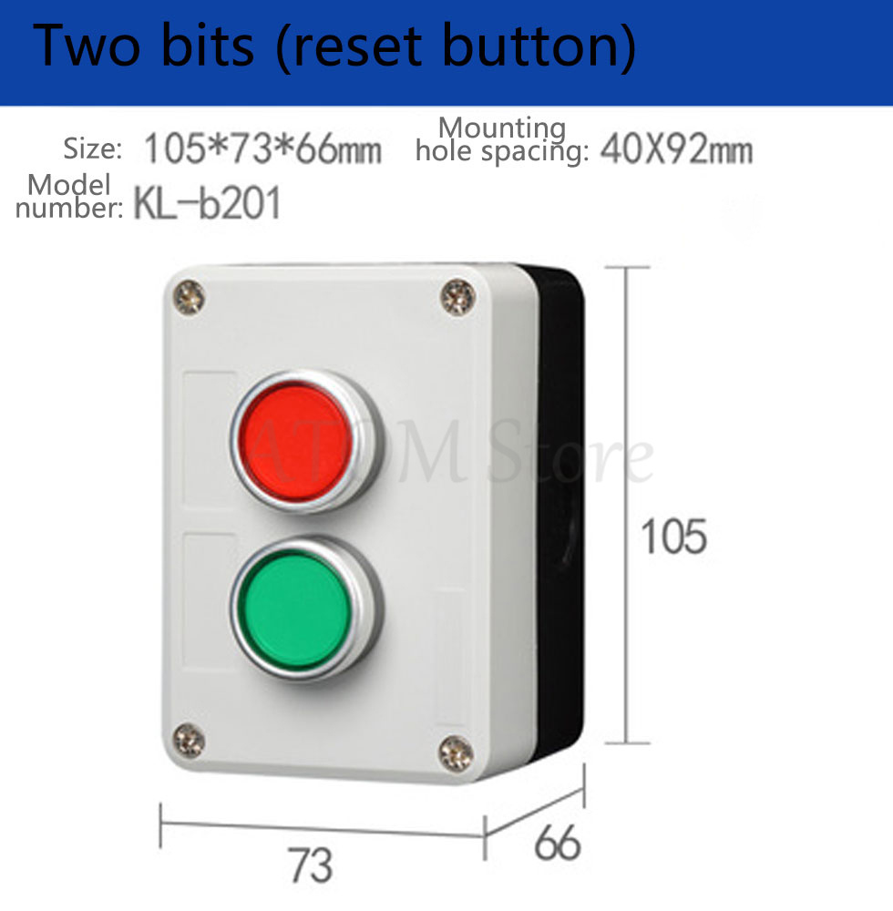Button switch control box emergency stop waterproof button indicator box plastic start electric box: green