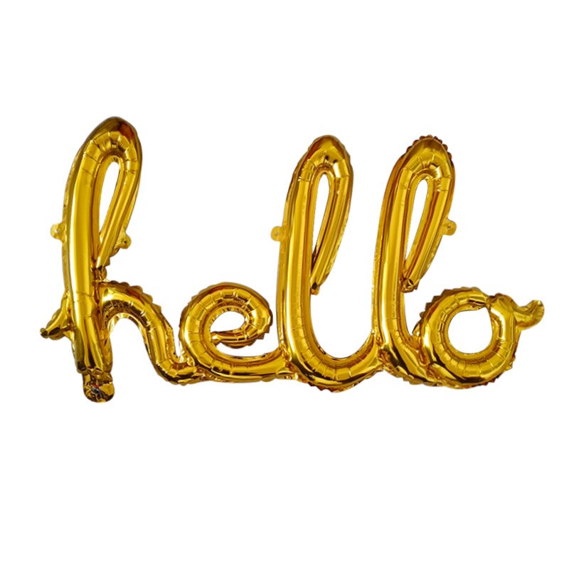 1set Rose Gold linking Hello Letter Foil Balloons Baby Shower 1st First Happy Birthday Party Decoration Balloons Air Globos: Gold