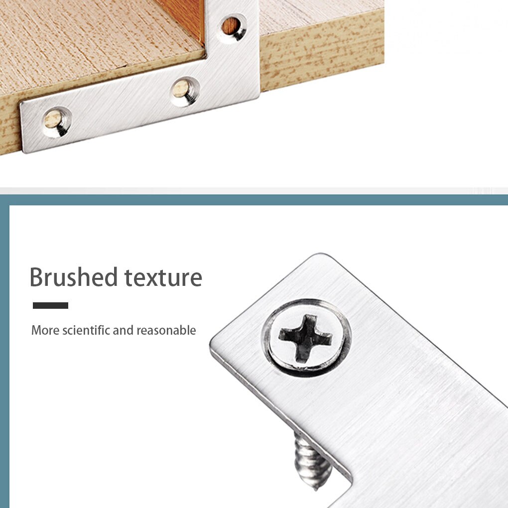 10pcs Stainless Steel Plain Angle Bracket Satin L Shape Board Support Corner Bracket Furniture Reinforcement Fittings Connectors