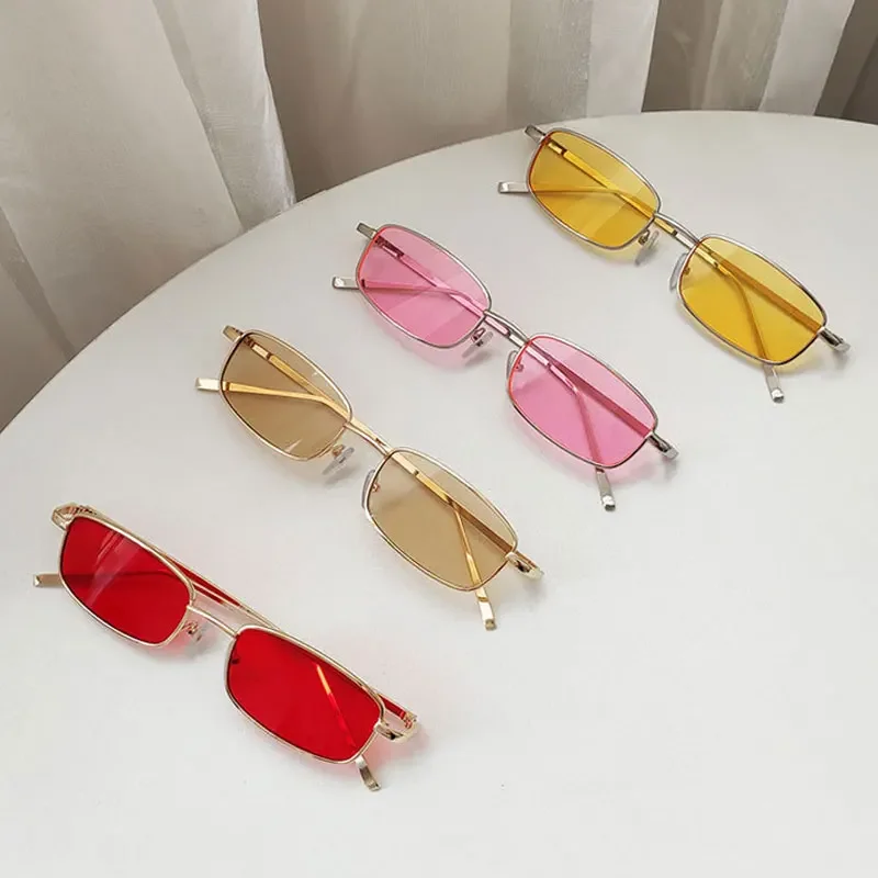 Small Rectangle Sunglasses Men Women Vintage Square Driving Sun Glasses Luxury Brand Metal Frame Eyewear 선글라스