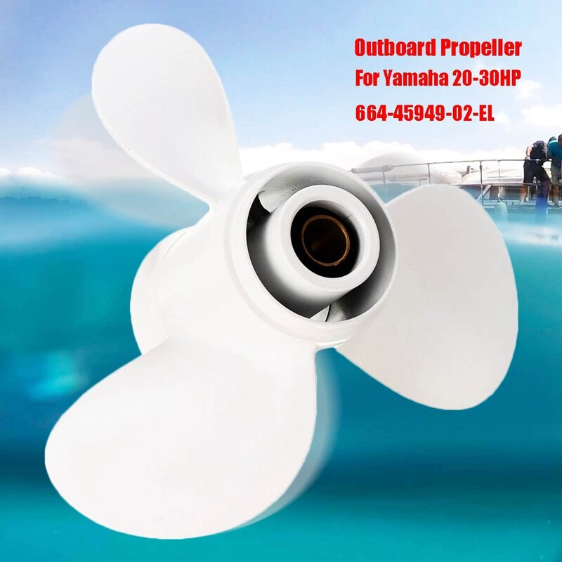 664-45949-02-El Marine Boat Outboard Propeller 9 7/8 X 13 For Yamaha 20-30Hp Right-Hand Rotation 3 Blades White