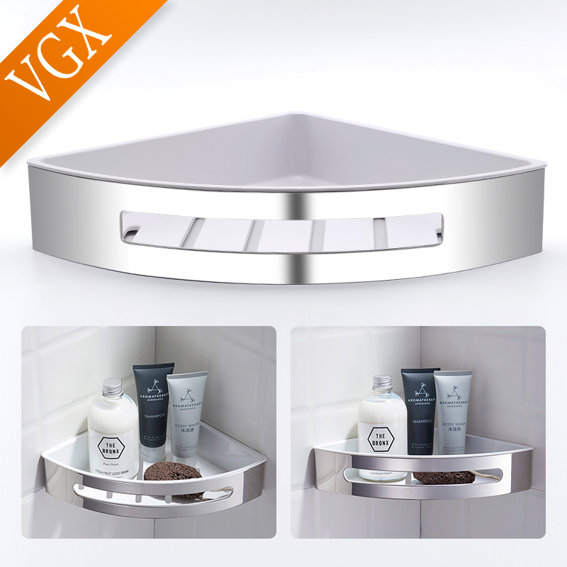 VGX HOShower-mir de rangement d'angle en acier inoxydable, étagères murales, accessoires de cuisine, étagère transparente, évaluation T1