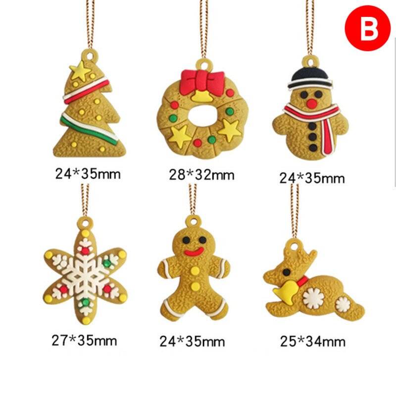 Ginger bread Man Decorations Christmas Ornaments Deer Snowman Xmas Tree Pendant Charm Hanging Ornament Decorations: B SET