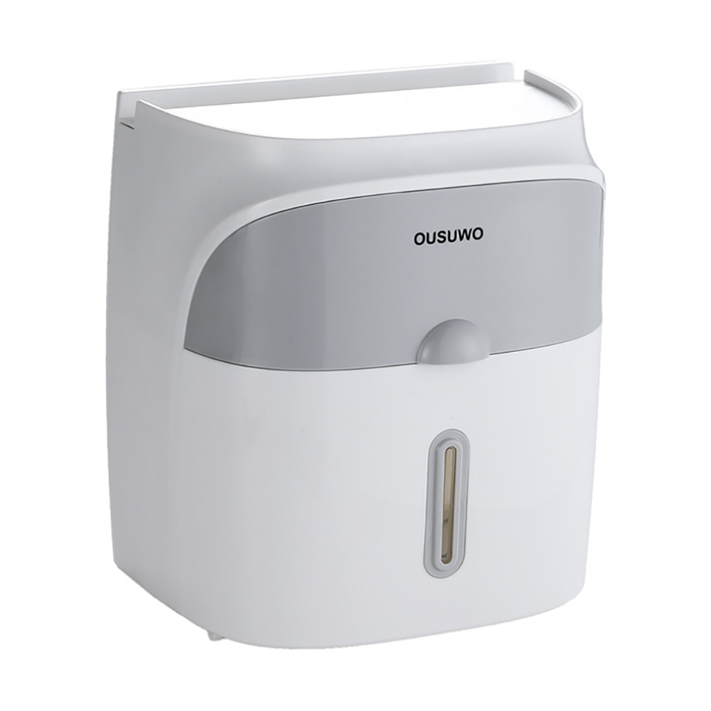 Toilet paper box toilet double-layer storage rack pumping box free punching waterproof wall-mounted paper roll: 2