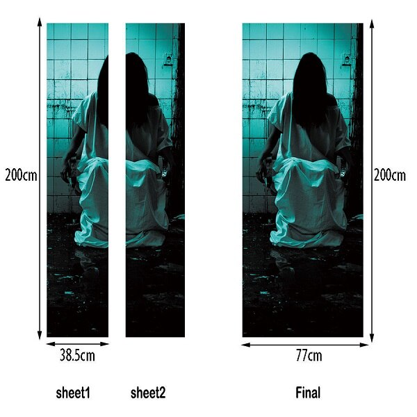 Pegatinas japonesas de puerta de Banshee para decoración de Halloween, pegatinas de renovación de puerta de madera para dormitorio, papel tapiz autoadhesivo, 7x200cm: 601