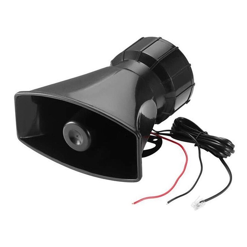 Universal motorcykel bil alarm lyd 7 tone horn 12v 100w politi sirene horn højttaler (sort)