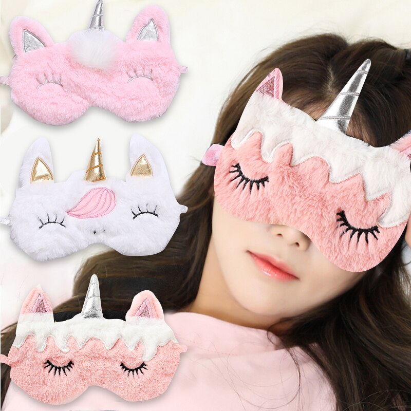 Mascarilla de Ojos de unicornio para dormir, 1 Uds., cubierta de felpa para sombra de ojos, venda visera, viaje, casa, niños, de cumpleaños